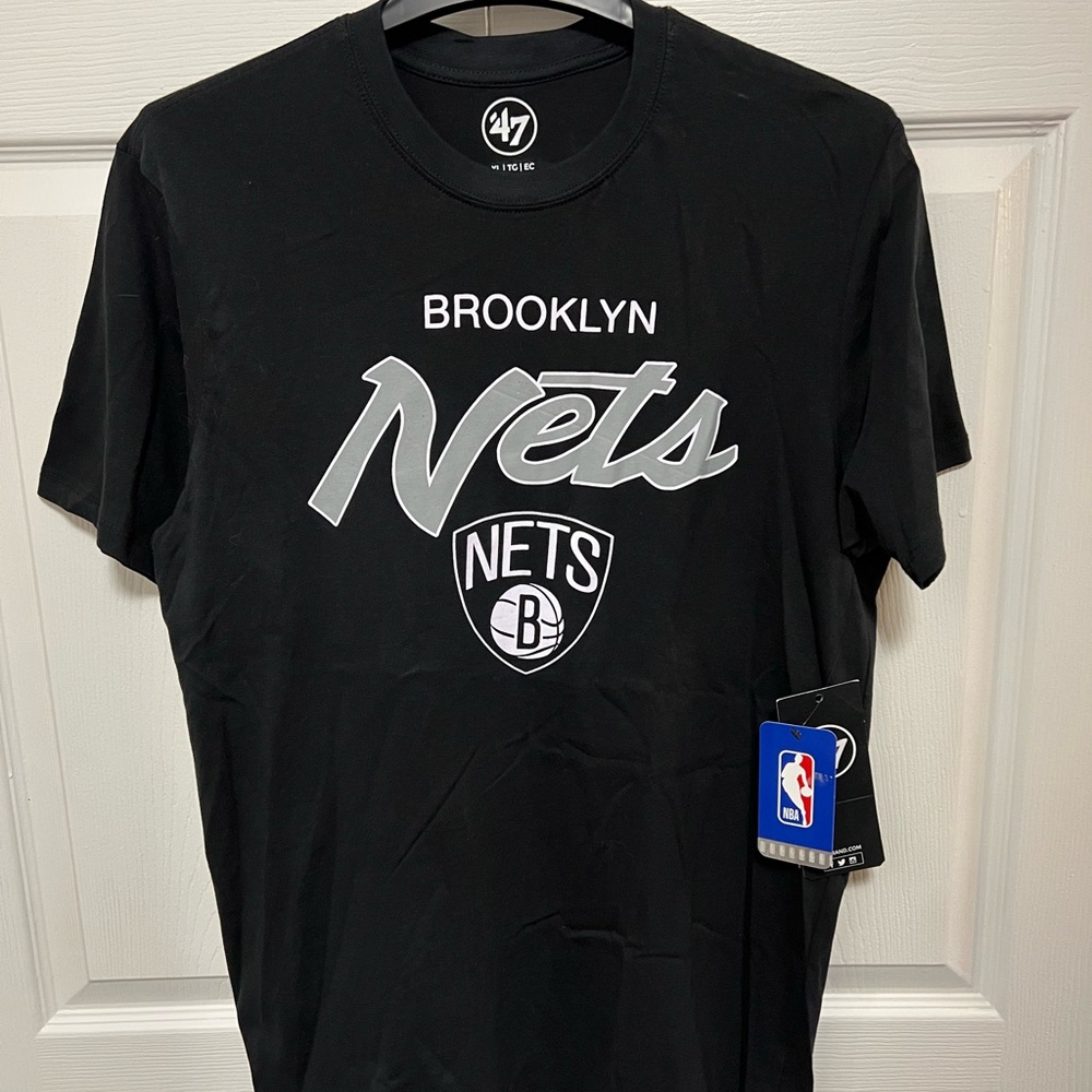 ‘47 Brand Official Women’s Jet Black Brooklyn Nets NBA Doublesided Tee | Size XL